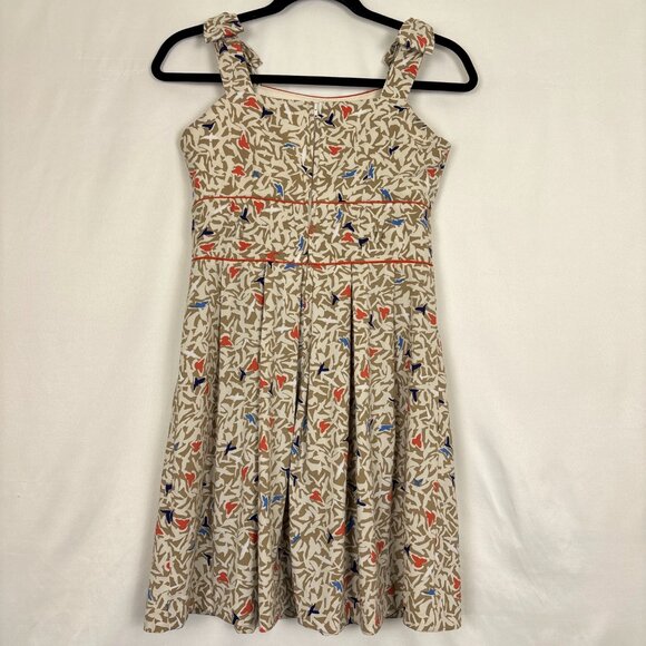 Teeze Me Fit & Flare Sleeveless Dress Juniors Size 7 Beige Whimsical Bird Print - Picture 8 of 16